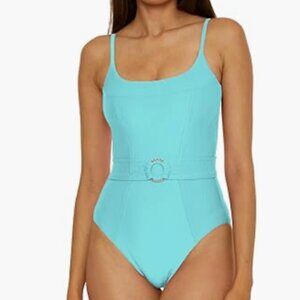 Becca by Rebecca Virtue Monte Carlo Ribbed Belted One Piece Oasis Size S - 8712